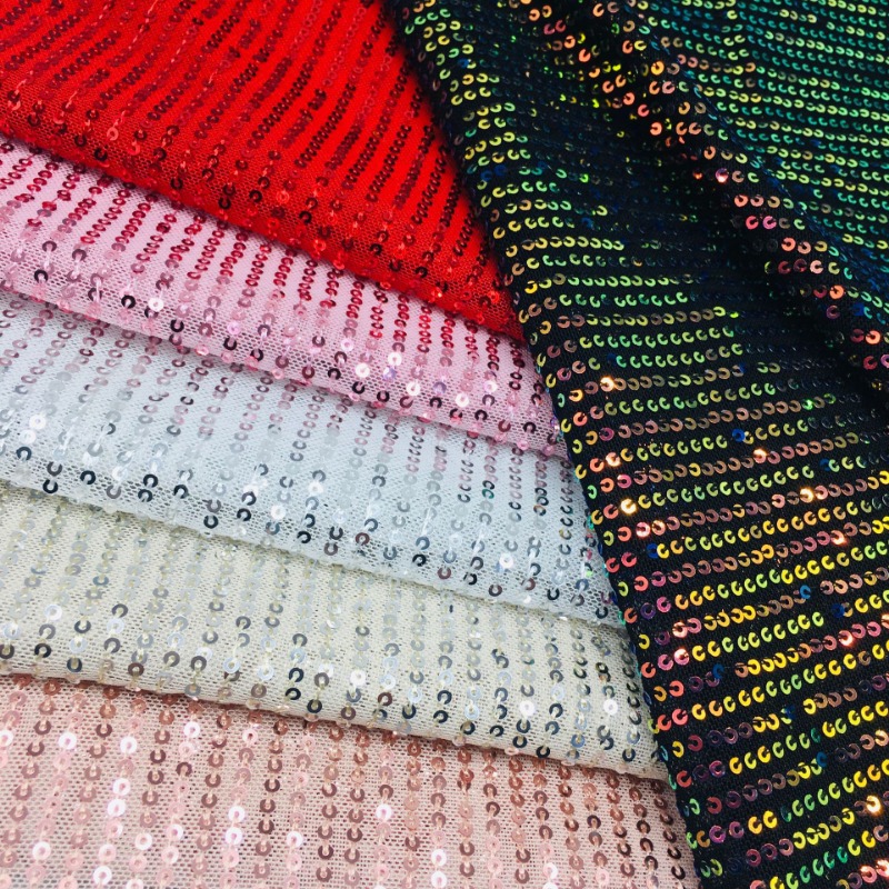Crystal Mesh Fabric - 3mm Elastic Mesh Sequins Shinny Fabric