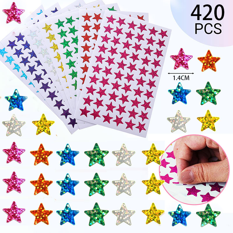 Glitter Vinyl Roll - 420Pcs Star Stickers Sparkly Holographic Glitter