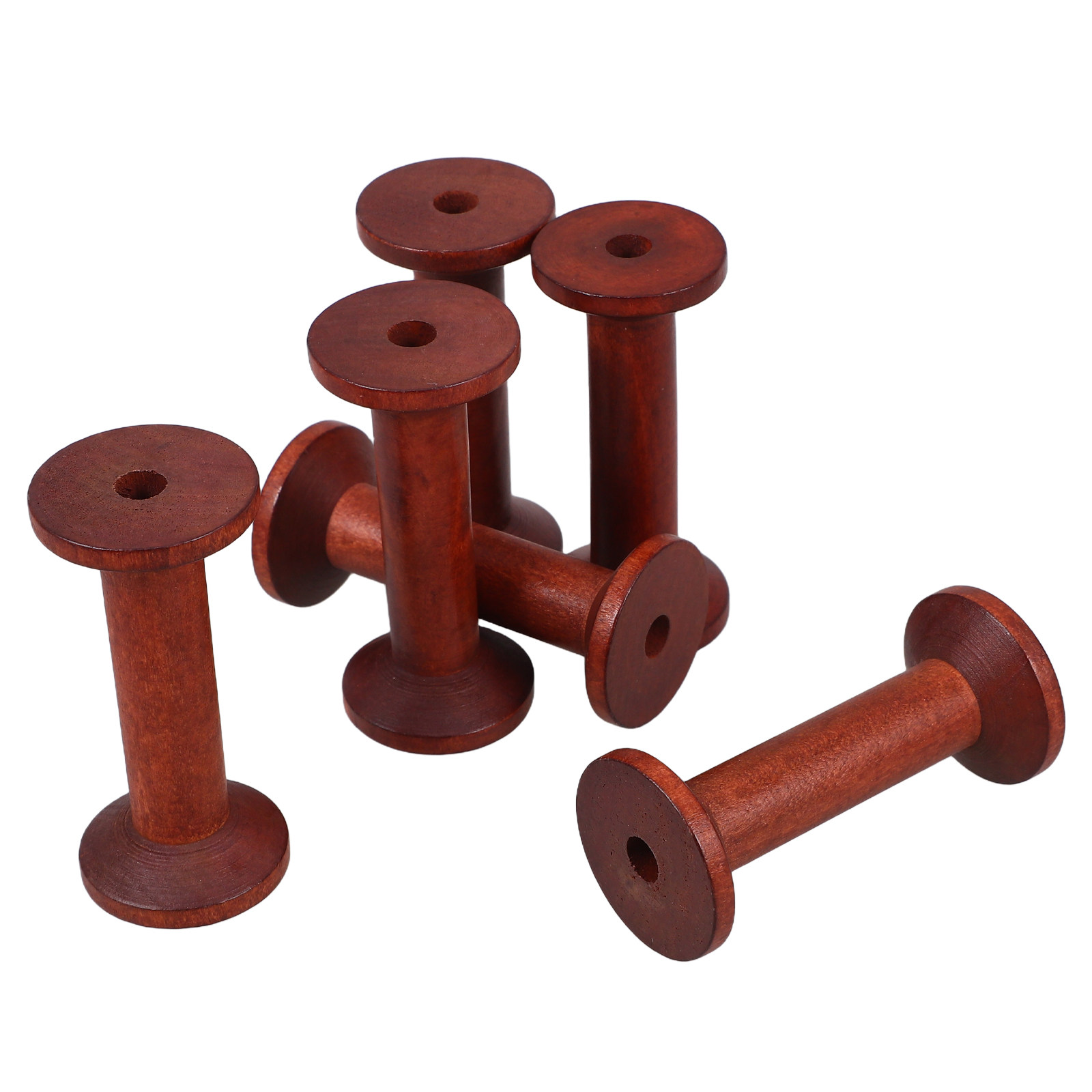 Embroidery Craft - 6Pcs Smooth Wood Thread Spools Vintage