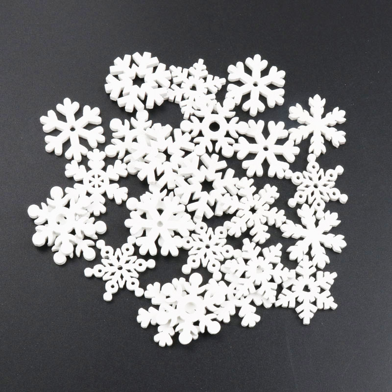 Christmas Craft Embellishment - 20Pcs Wooden Christmas Snowflake Natural Scrapbooking
