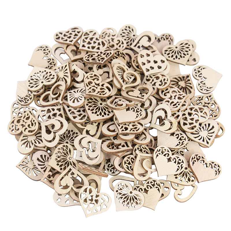Craft Embellishment - 50/100pcs Hollowed Heart Pattern Small Natural