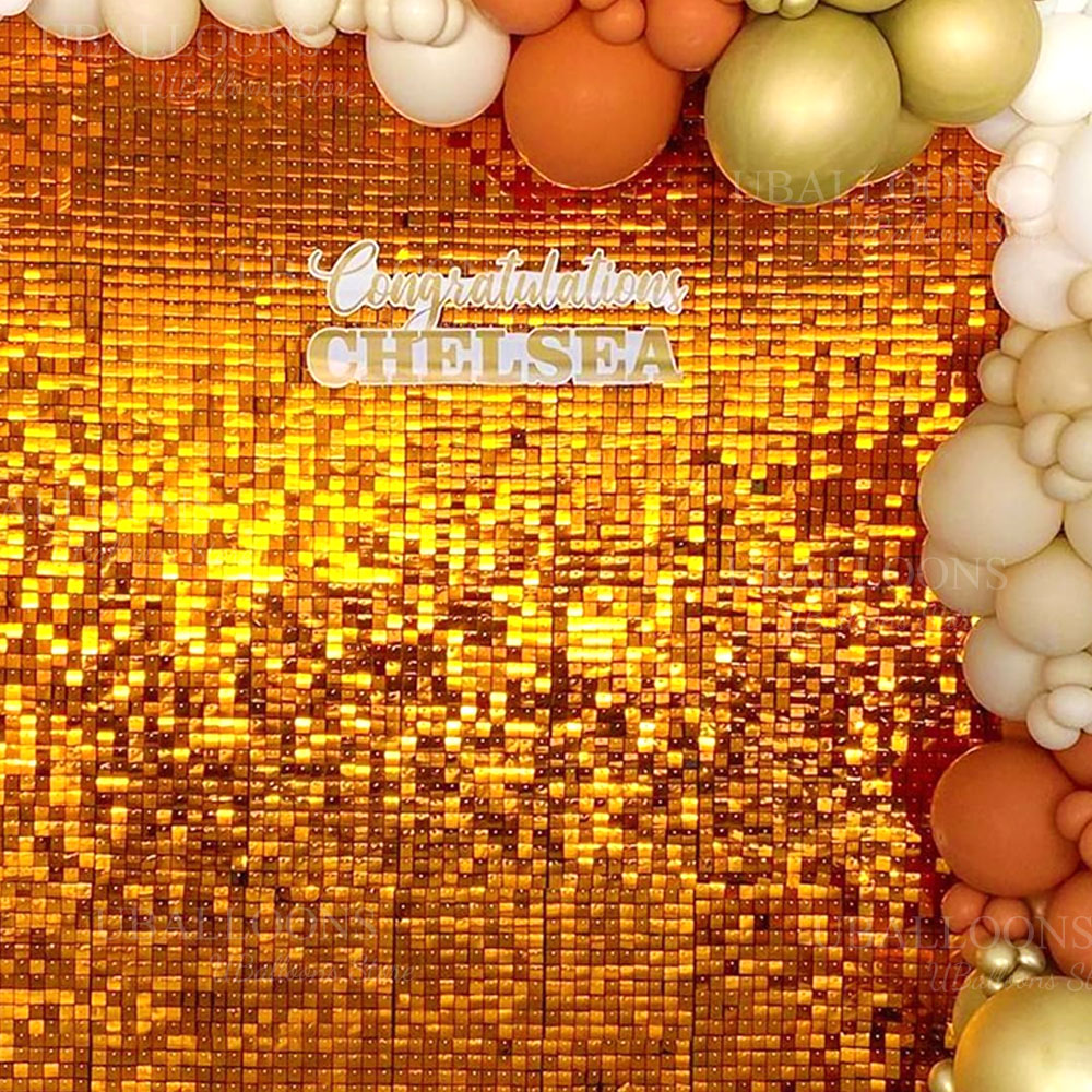 Sequin Fabric Panel - Bright Orange Shimmer Wall Backdrop Panels