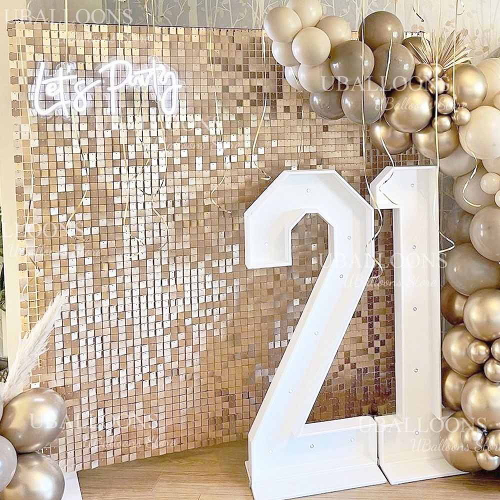 Sequin Fabric Panel - Matte Beige Gold Shimmer Sequins Panels