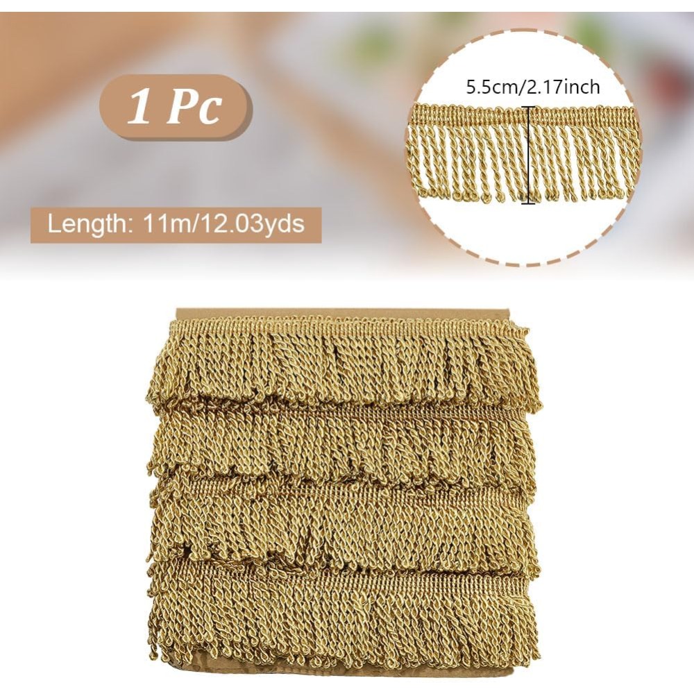 Tassel Fringe Trim - 12 Yardsx2.2Inch Fringe Trim Chainette Sewing