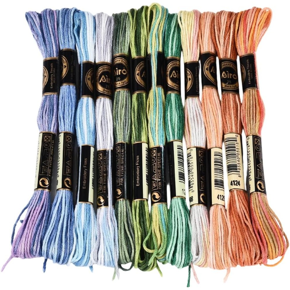Embroidery Embellishments - 12 Skeins 105 Yards Cross Stitch