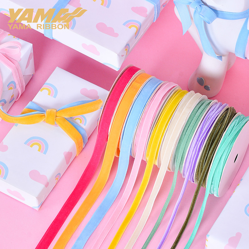 Velvet Ribbon Roll - YAMA-Monochrome Velvet Ribbon, Wedding Crafts, Garment