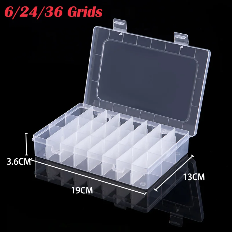 Craft Embellishment Storage - 6/24/36 Grids Plastic Storage Box DIY