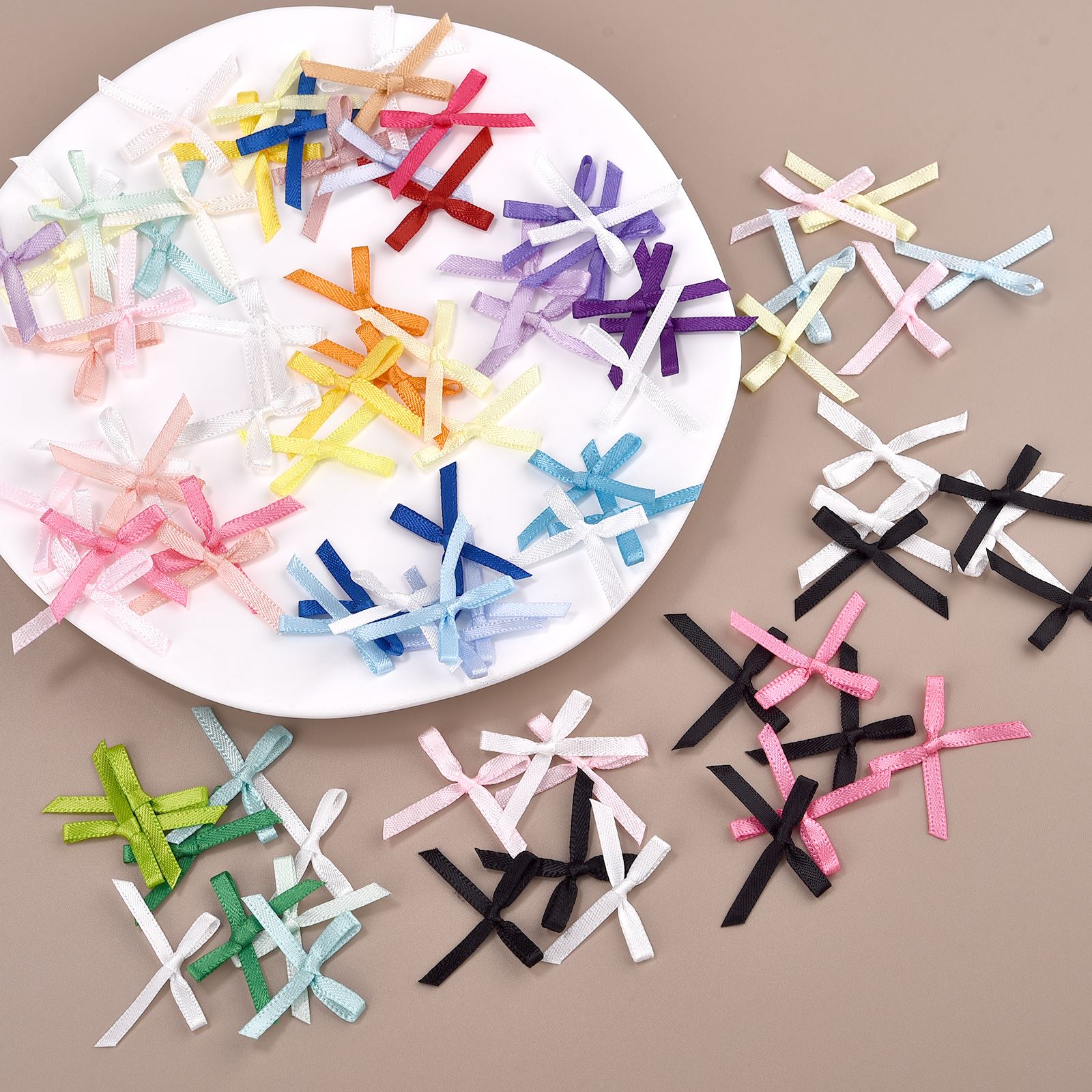 Christmas Craft Embellishment - 100Pcs 3mm Ribbons Mini Satin Ribbons