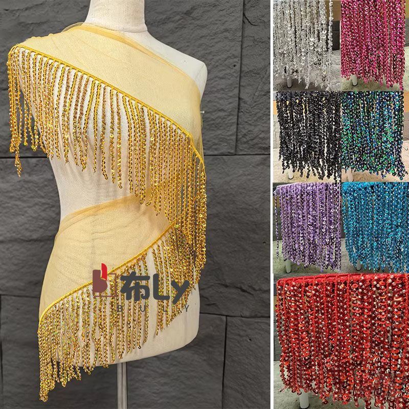 Tassel Fringe Trim - 15cm Beaded Sequin Tassel Fringe, Ethnic