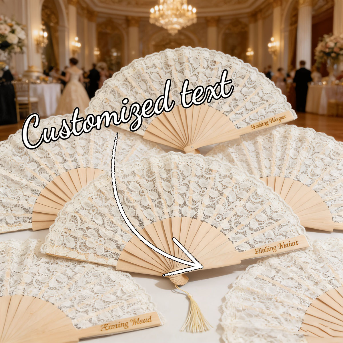 Tassel Fringe Trim - Personalized Engraved Lace Folding Fan Custom