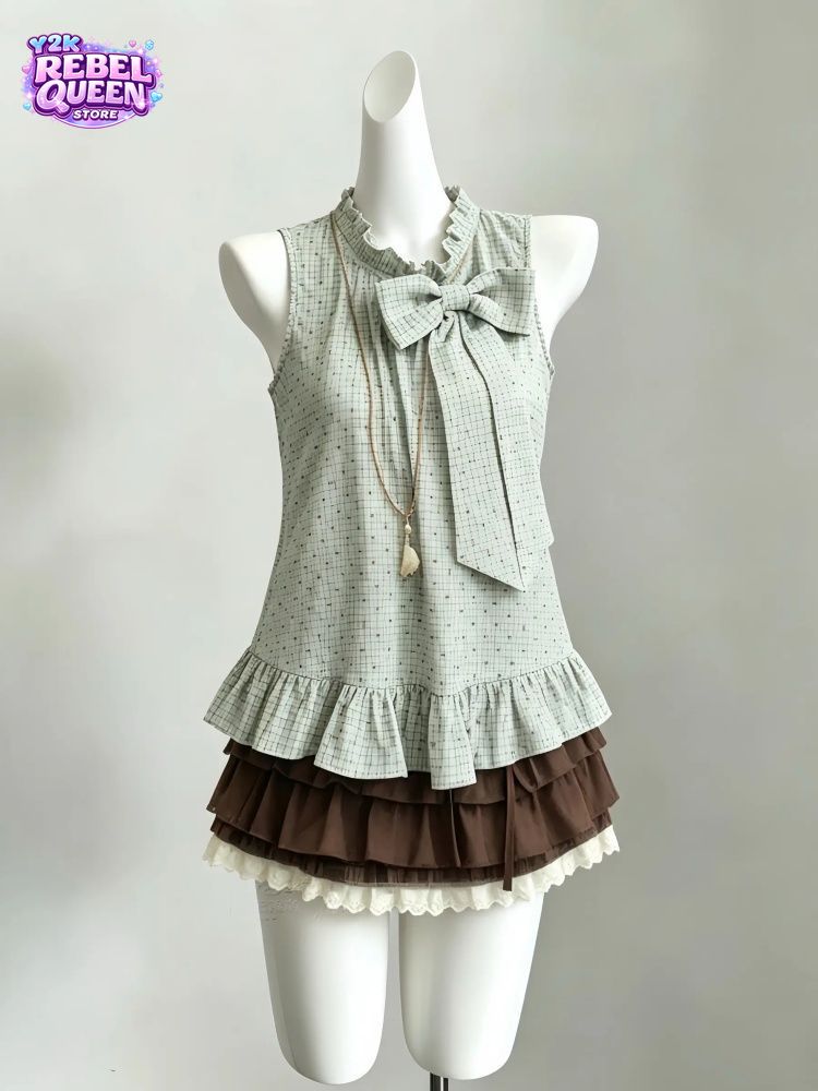 Elastic Lace Trim - Japanese Vintage sweeti 2-Piece Set Women