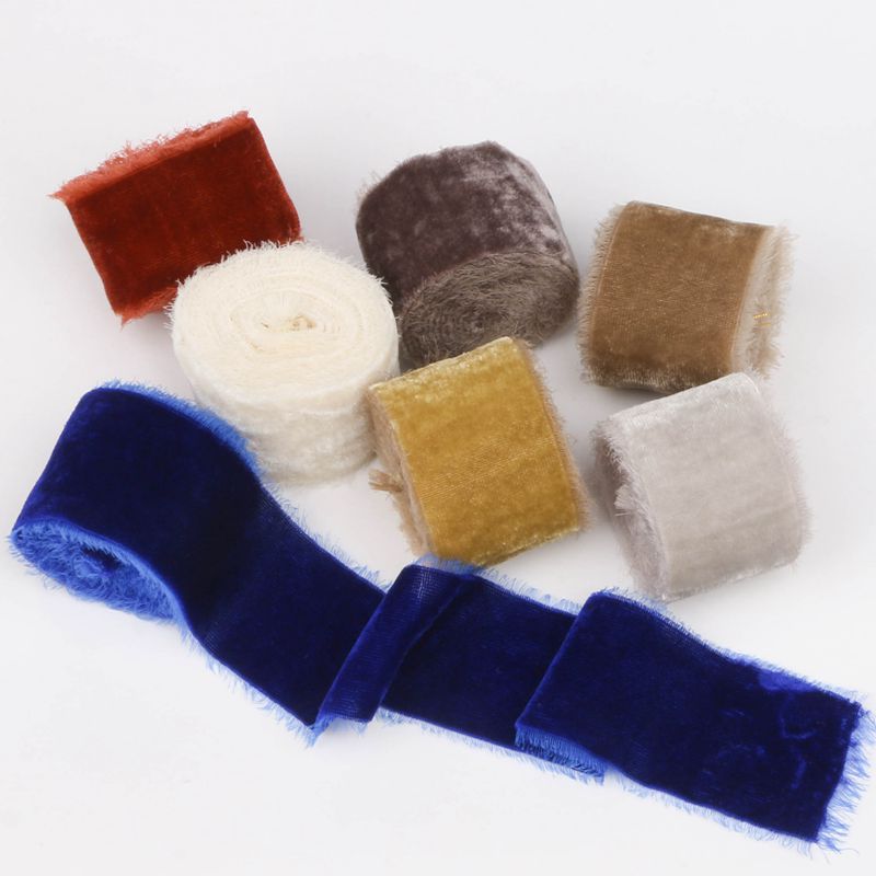 Velvet Ribbon Roll - 1M/roll Flocking Hand Teared Velvet Ribbon