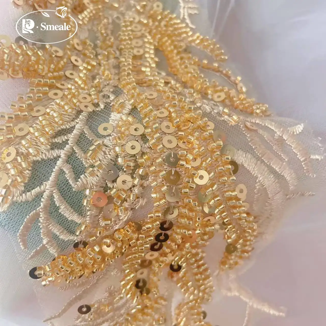 Beaded Sequins 3D Decals Mirro - Applique Patch Flower 评论和价格