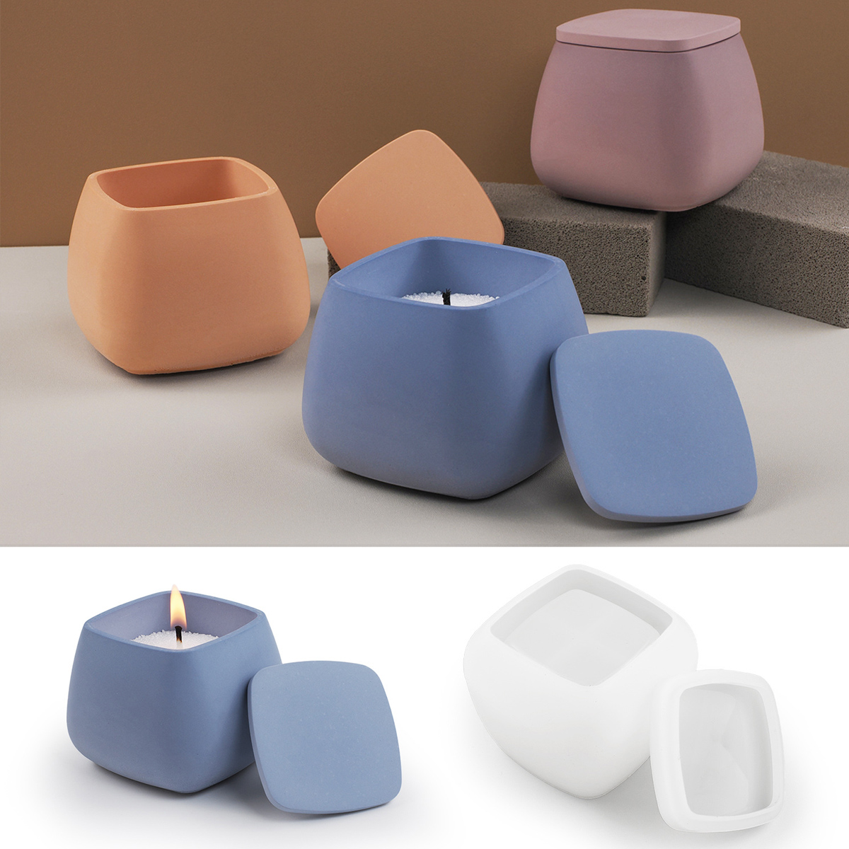 Square Candle Jar Silicone Mol - Craft Embellishment Storage 评论和价格