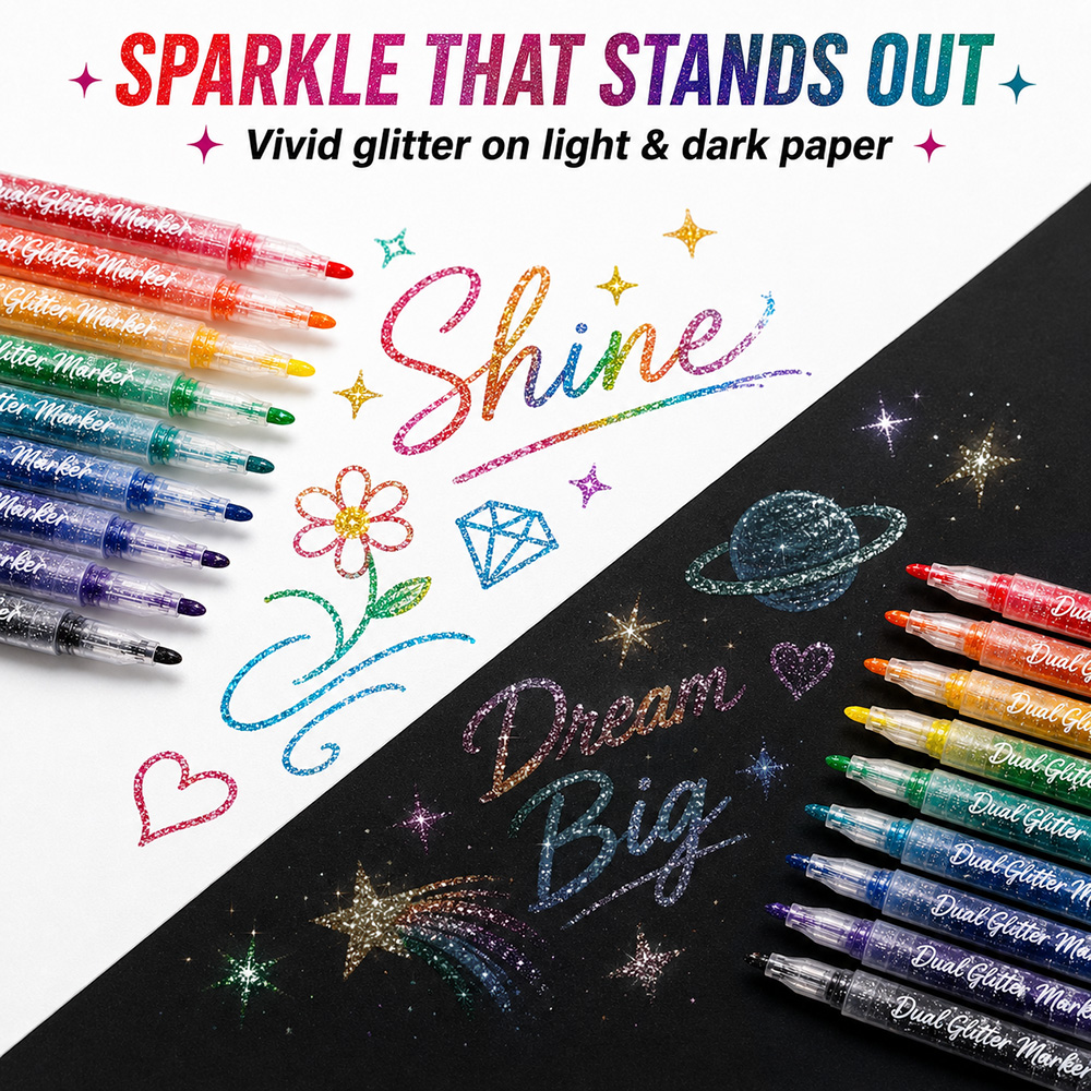 12Pcs Dual Tip Glitter Markers - Glitter Vinyl Roll 评论和价格