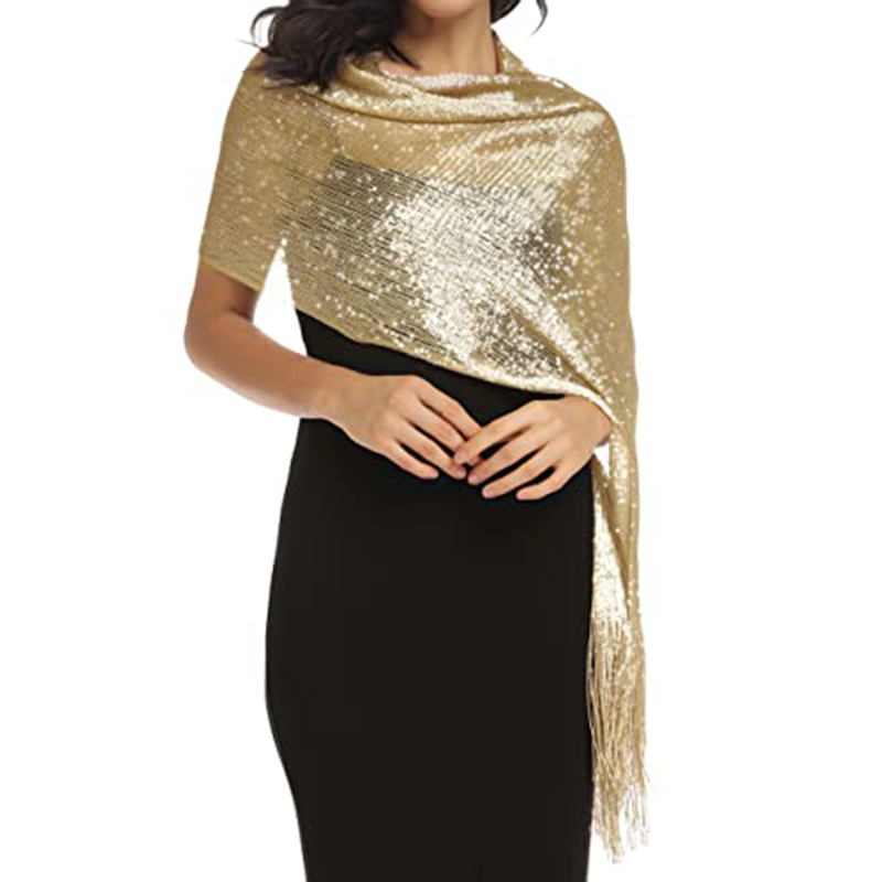 Women Shiny Gold Silver Sunscr - Tassel Fringe Trim 评论和价格