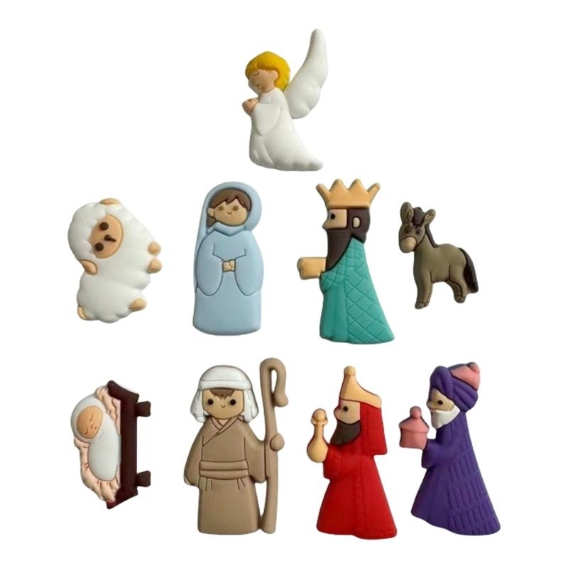 652F 9Pieces Nativity Scene Ch - Christmas Craft Embellishment 评论和价格