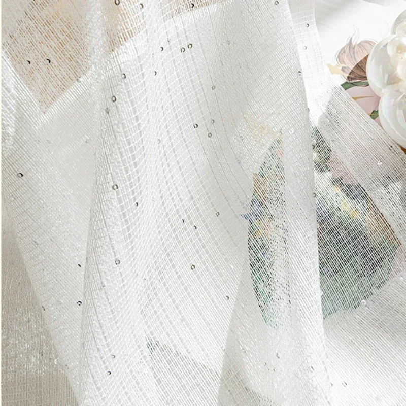 French Sheer Curtains for Livi - Sequin Fabric Panel 评论和价格