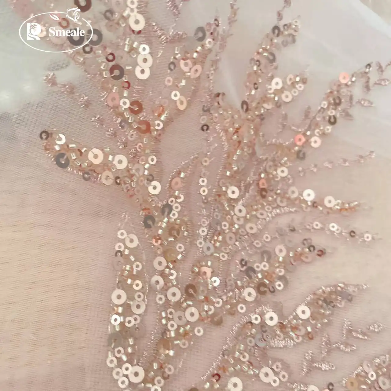 5Pair-2Pair.Rose Gold Sequin T - Applique Patch Flower 评论和价格