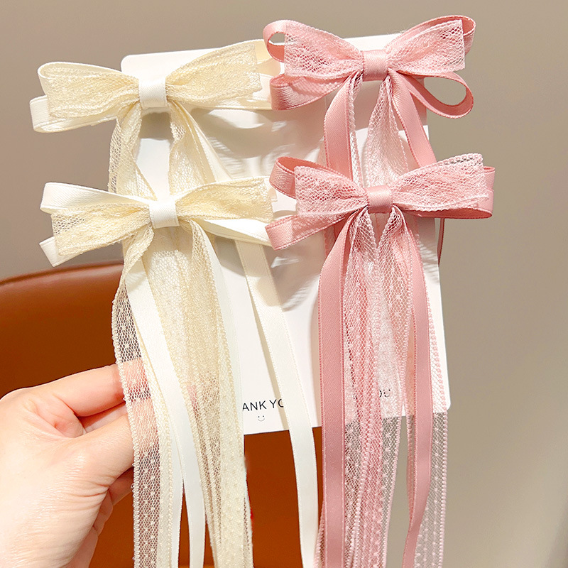 Sweet Children Bowknot Hairpin - Tassel Fringe Trim 评论和价格