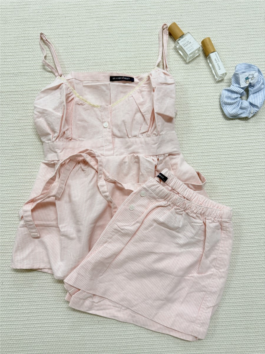 Pink Striped Lace Trim Tank Sh - Elastic Lace Trim 评论和价格
