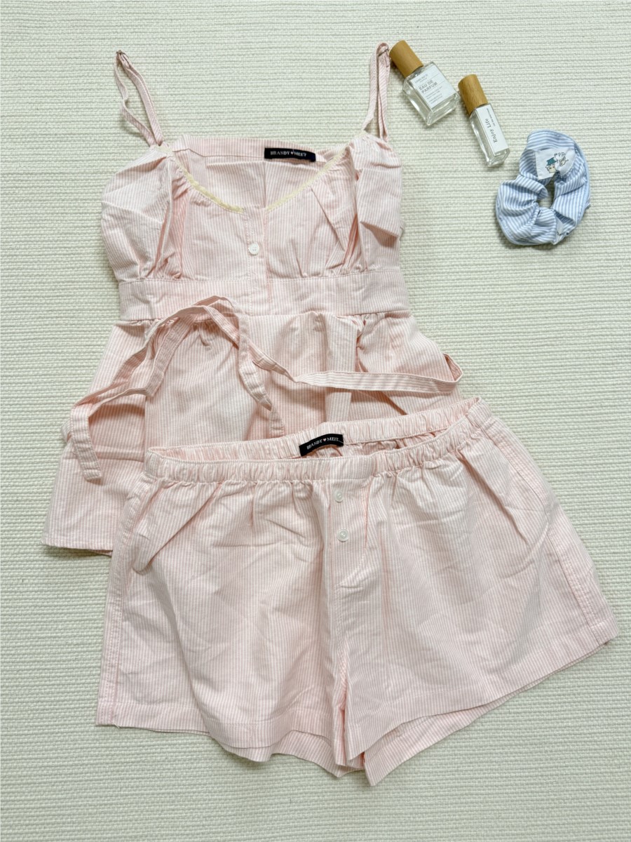 Pink Striped Lace Trim Tank Sh - Elastic Lace Trim 评论和价格