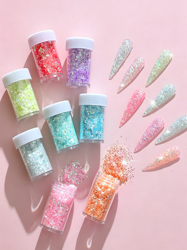 8 Colors Holographic Nail Flak - Glitter Vinyl Roll 评论和价格