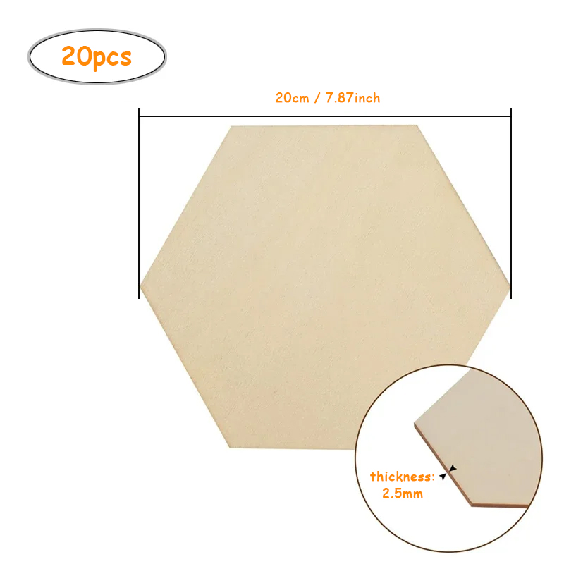 20pcs 20cm Hexagon Unfinished  - Embellish Craft 评论和价格