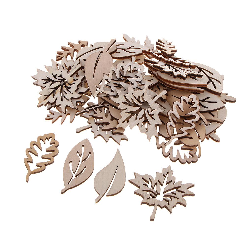 50 Pieces Wooden Leaves Embell - Christmas Craft Embellishment 评论和价格