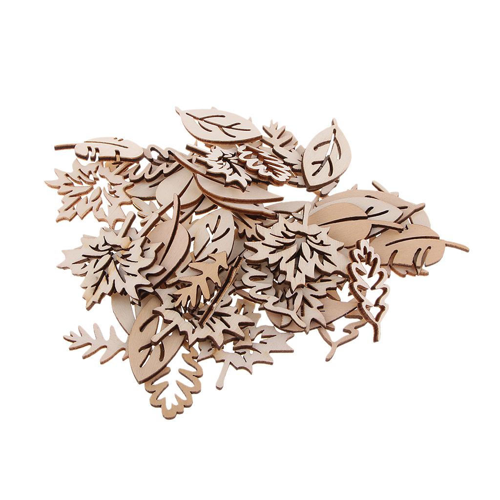 50 Pieces Wooden Leaves Embell - Christmas Craft Embellishment 评论和价格