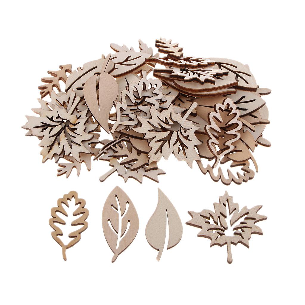 50 Pieces Wooden Leaves Embell - Christmas Craft Embellishment 评论和价格