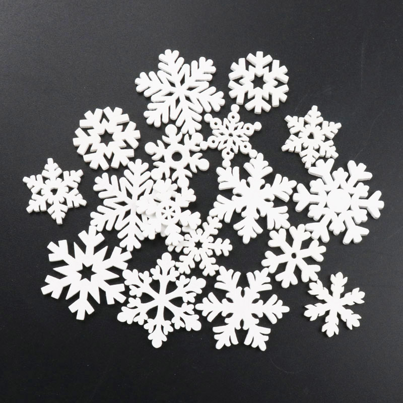 20Pcs Wooden Christmas Snowfla - Christmas Craft Embellishment 评论和价格