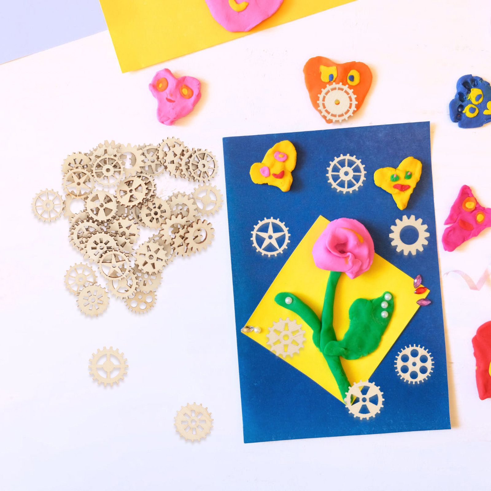 100Pcs Wooden Gear Pieces 25Mm - Craft Embellishment 评论和价格