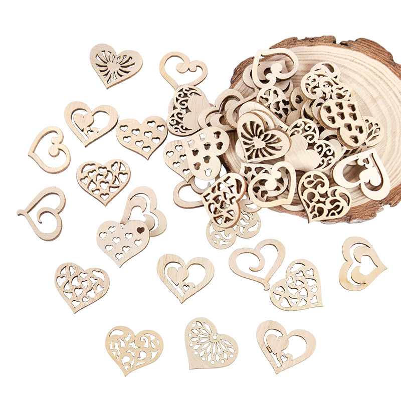 50/100pcs Hollowed Heart Patte - Craft Embellishment 评论和价格