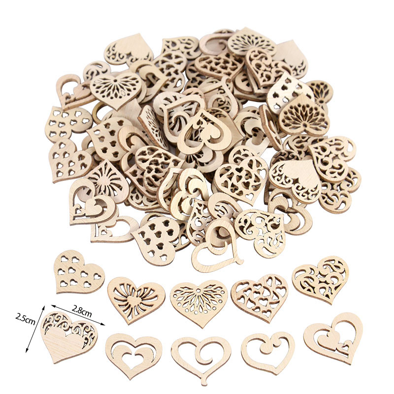 50/100pcs Hollowed Heart Patte - Craft Embellishment 评论和价格