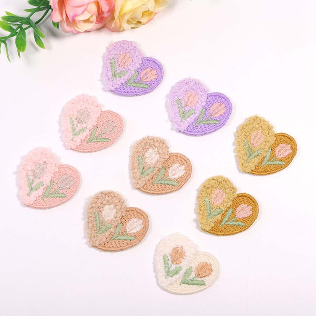 10PCS Wool Plush Love Flower A - Applique Patch Flower 评论和价格