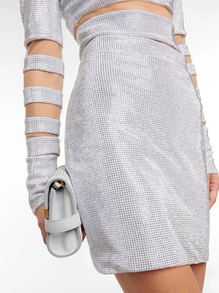 Sexy Two Piece Mesh Panel Band - Sequin Fabric Panel 评论和价格