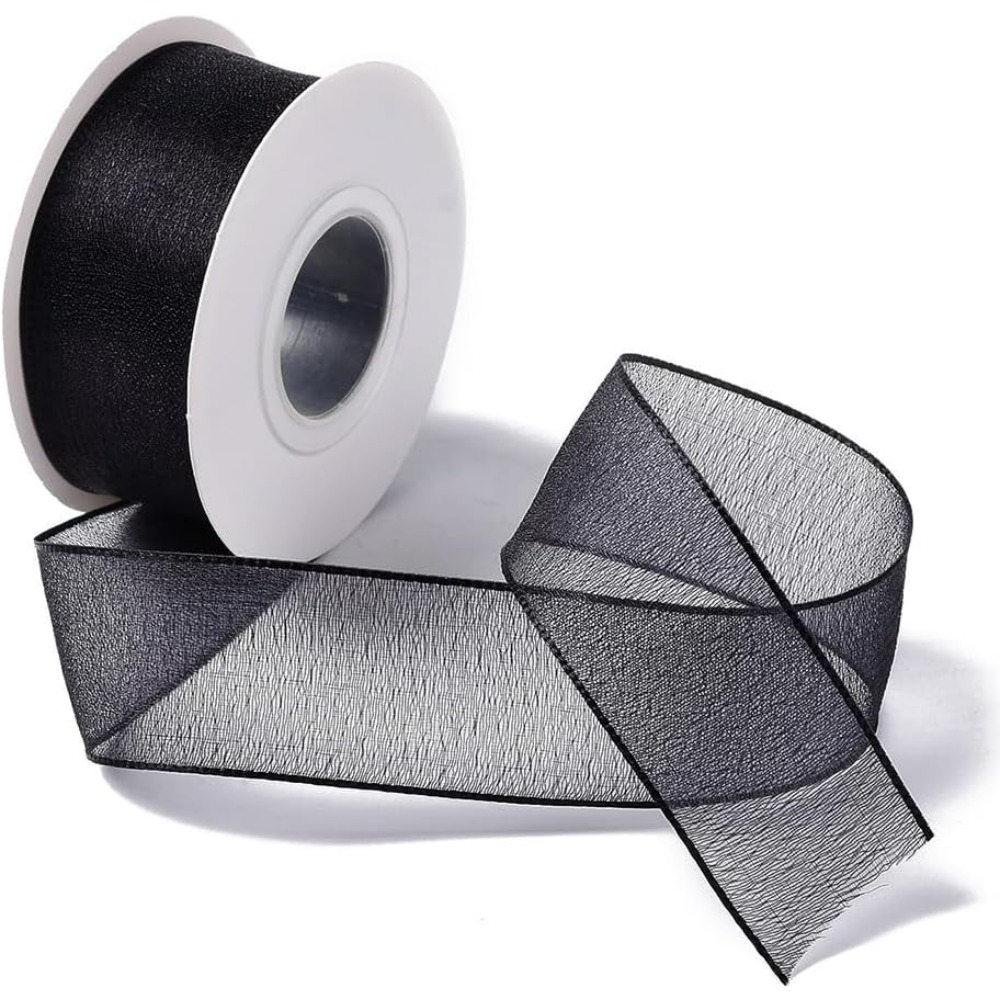 1Inch Black Organza Ribbon Wir - Organza Ribbon Spool 评论和价格