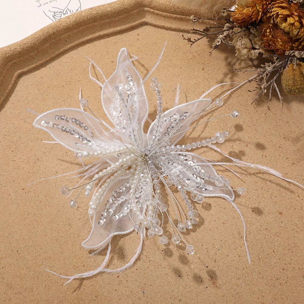 1PC Feather Pearl 3D Organza F - Applique Patch Flower 评论和价格