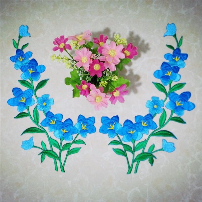 1/2pcs Nice Blue Flower Patch  - Applique Patch Flower 评论和价格