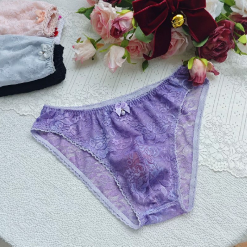 Sheer Sexy Man's Lace Panties  - Embroidery Embellishments 评论和价格