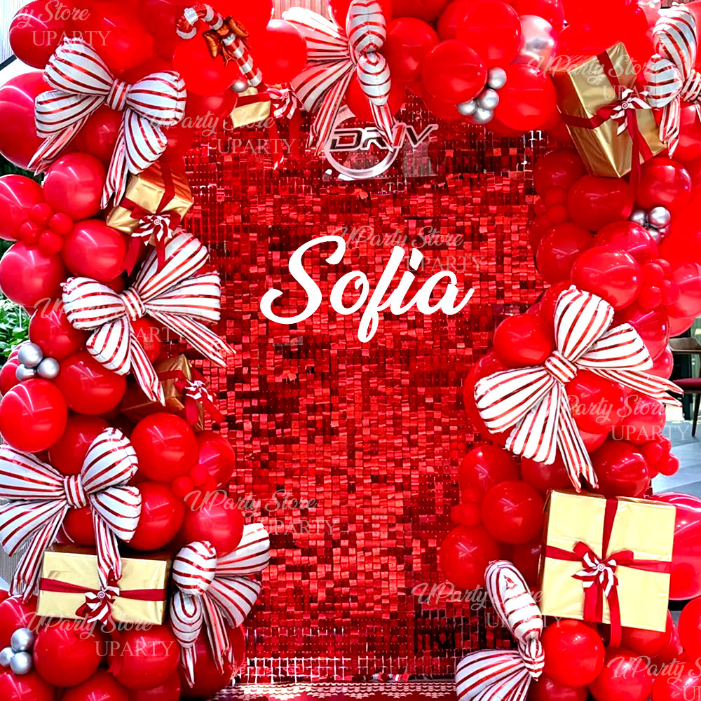 Red Shimmer Wall Backdrop Pane - Sequin Fabric Panel 评论和价格