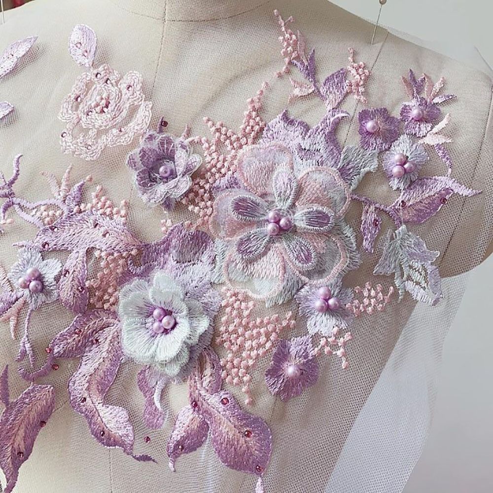 3D Flowers Beaded Lace Fabrics - Applique Patch Flower 评论和价格