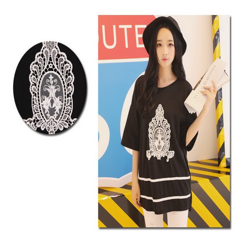 Black/White Fine Venice Lace F - Applique Patch Flower 评论和价格