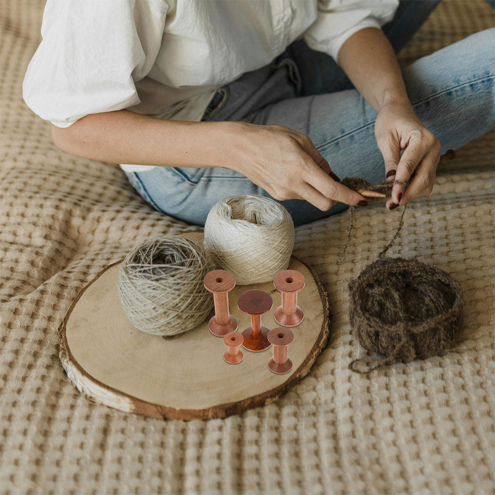 7Pcs Wooden Bobbins Set Space  - Embroidery Craft 评论和价格