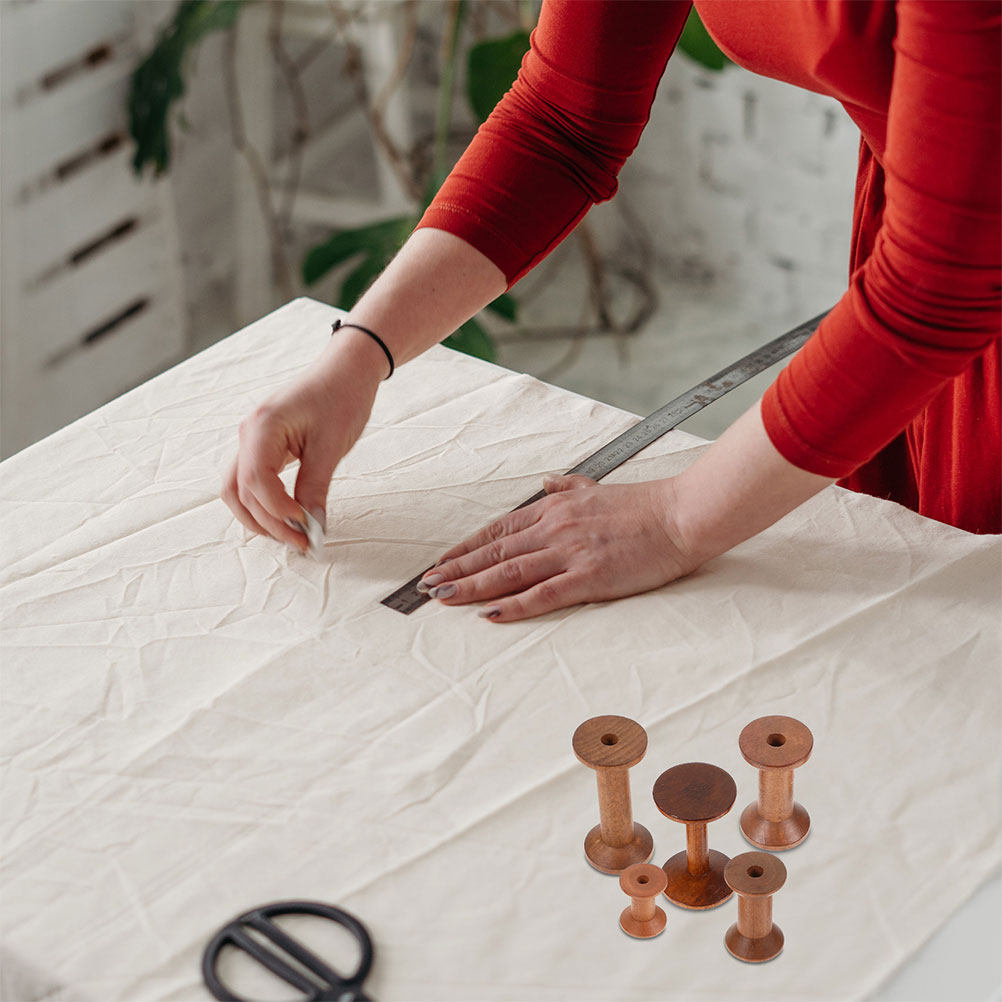 7Pcs Wooden Bobbins Set Space  - Embroidery Craft 评论和价格
