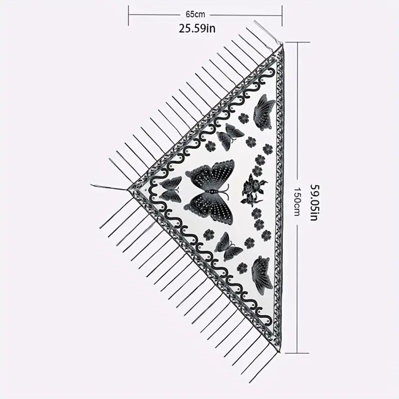 Fashion Triangle Scarf Butterf - Tassel Fringe Trim 评论和价格