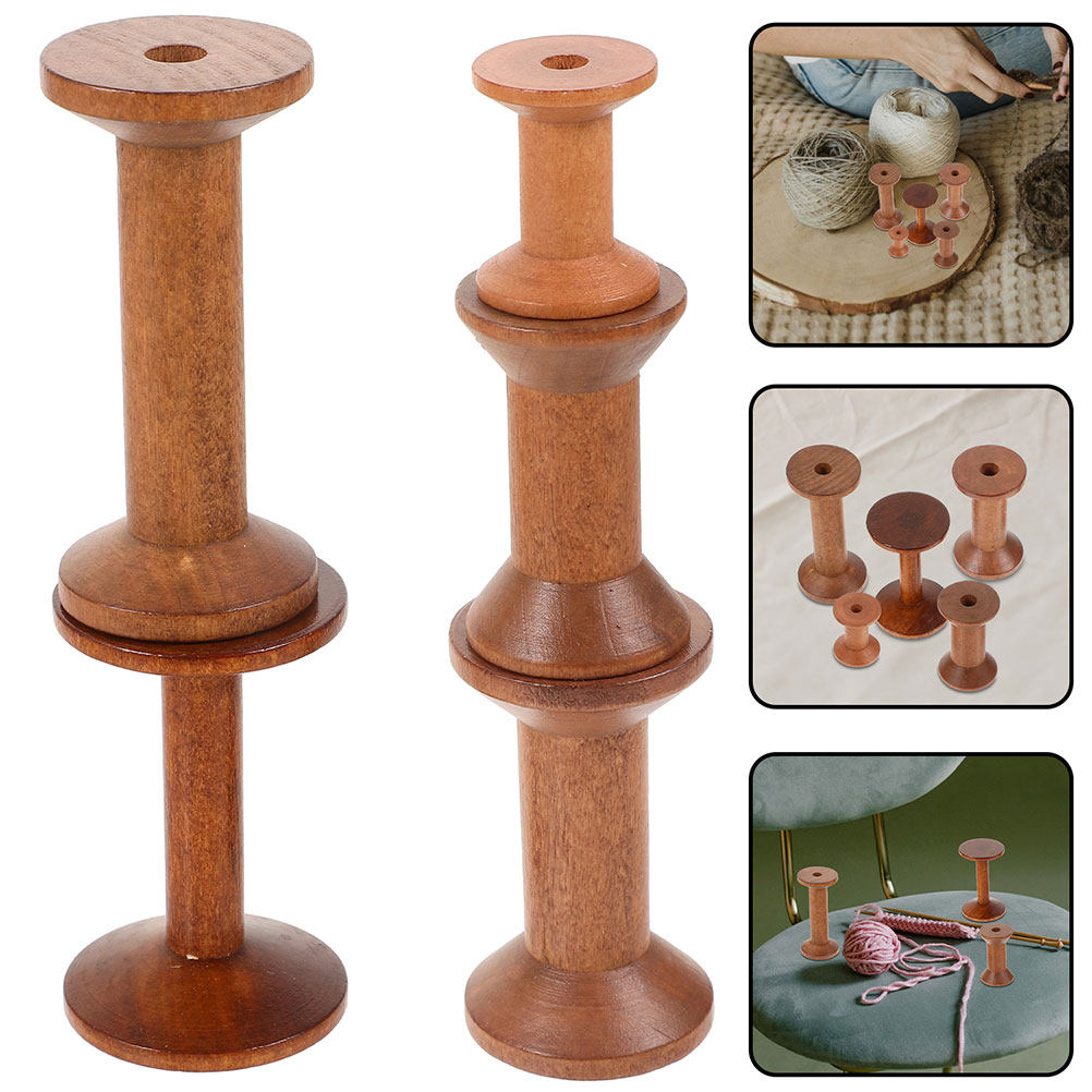7Pcs Wooden Thread Spools Vint - Embroidery Craft 评论和价格
