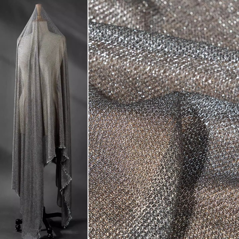 Light Gray Metallic Thread Fab - Crystal Mesh Fabric 评论和价格