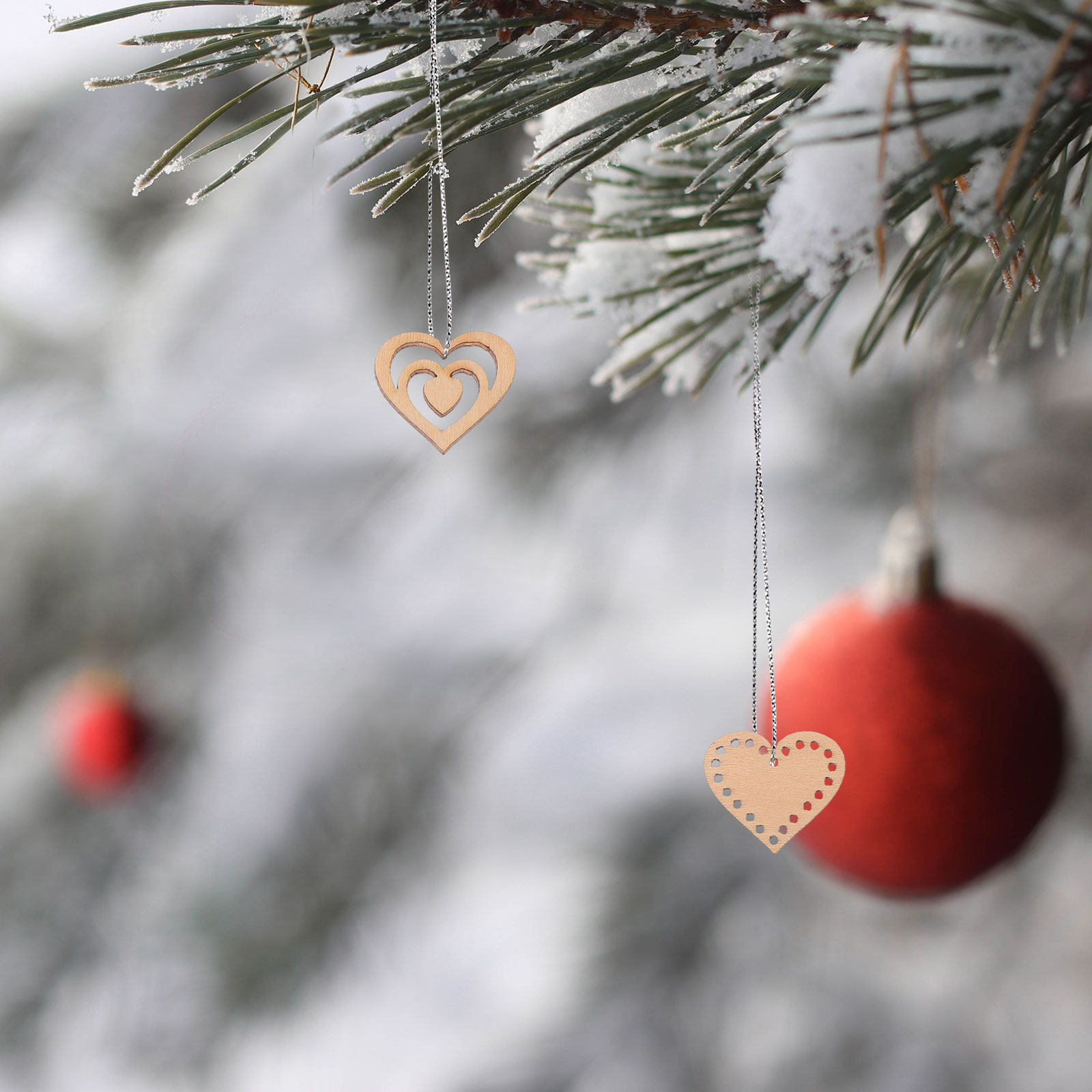 1Set Wooden Heart Slices Hangi - Christmas Craft Embellishment 评论和价格
